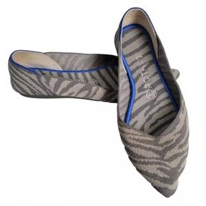 Rothy’s The Point Gray Zebra Print Discontinued Flats Womens Size 8.5